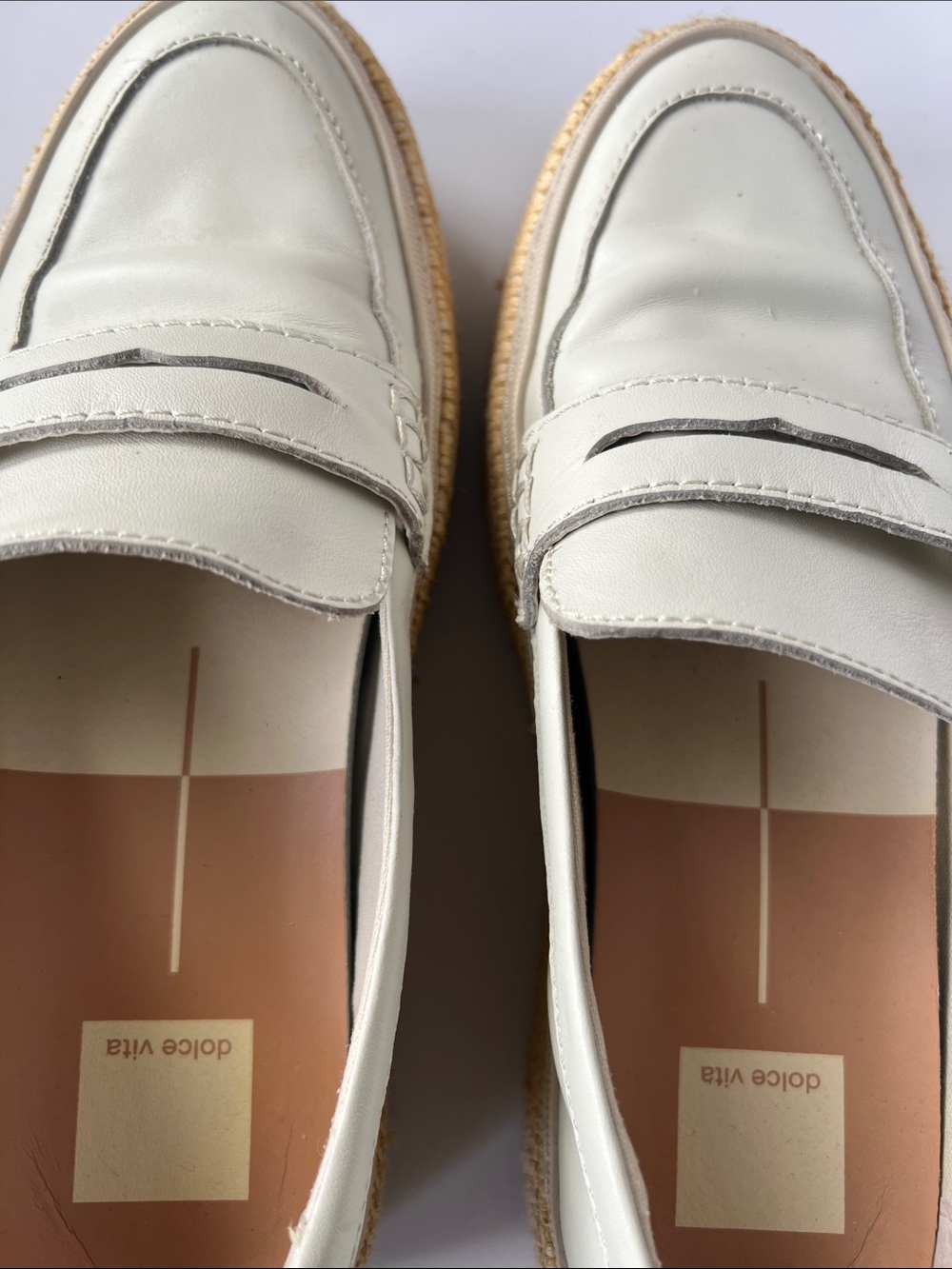 Dolce Vita Rhyne Platform Penny Loafers in Ivory White / Cream Size 8 - Picture 6 of 8